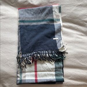 J. Crew Navy and Green Plaid Scarf